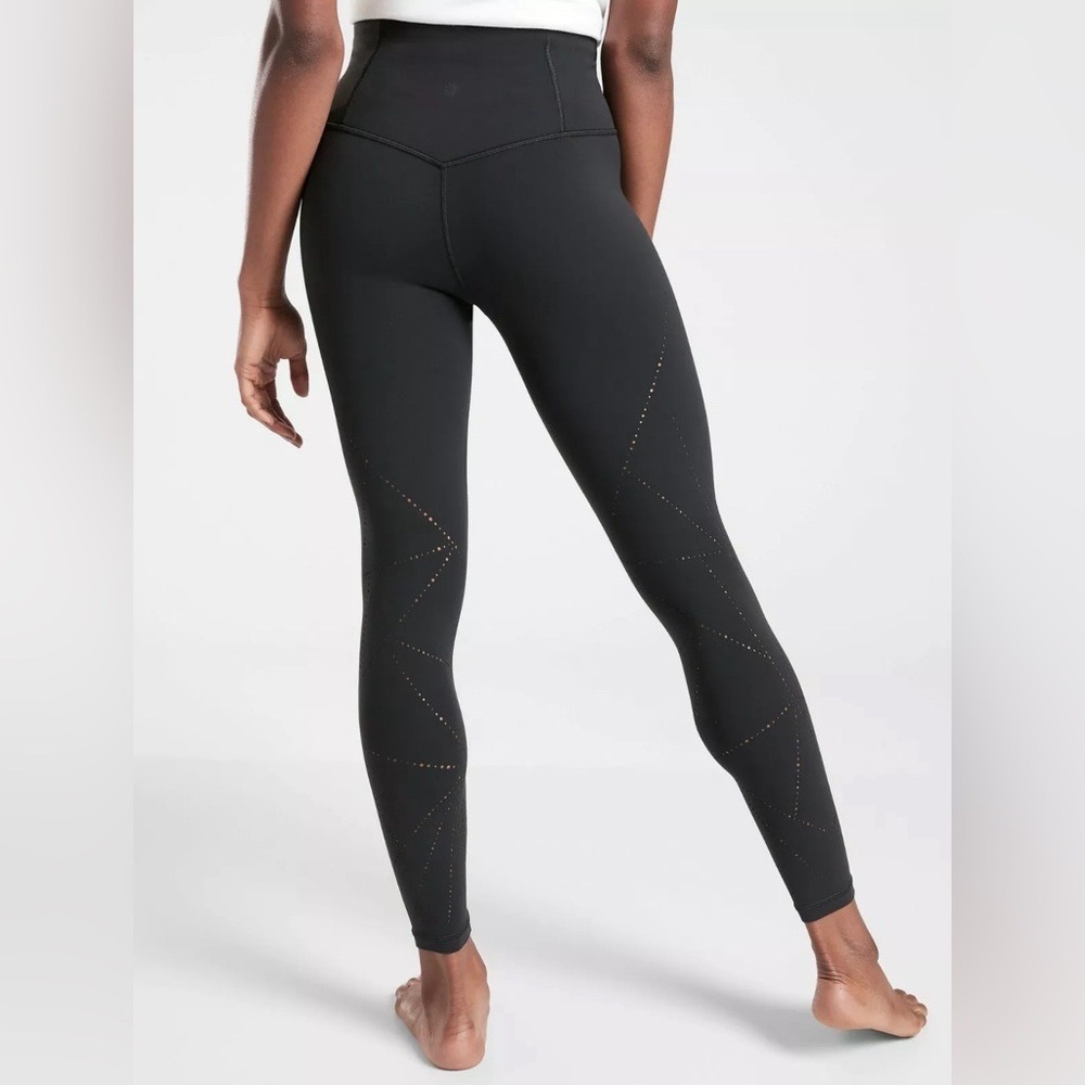 Athleta Elation 7/8 Tight Black Laser Cut Perforated High Rise Leggings Small